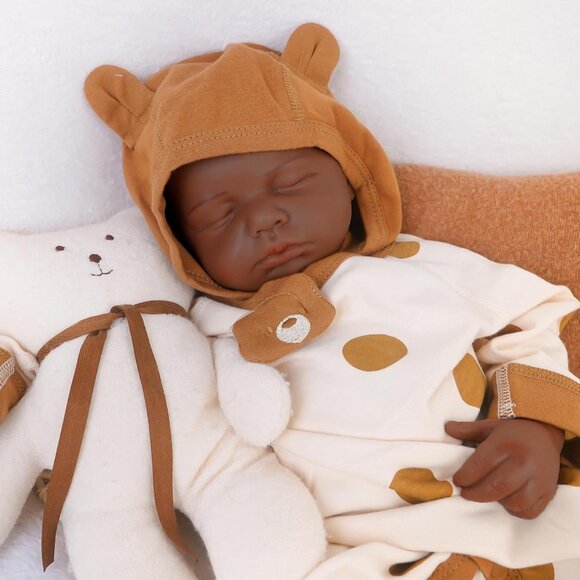 19.3in Full Silicone Not Vinyl Reborn tan Baby Boy Dolls Lifelike Reborn Baby - Picture 2 of 6